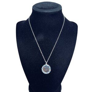 Avon Silver Tone Its Your Life Necklace With Blue And Clear Rhinestones (1699)